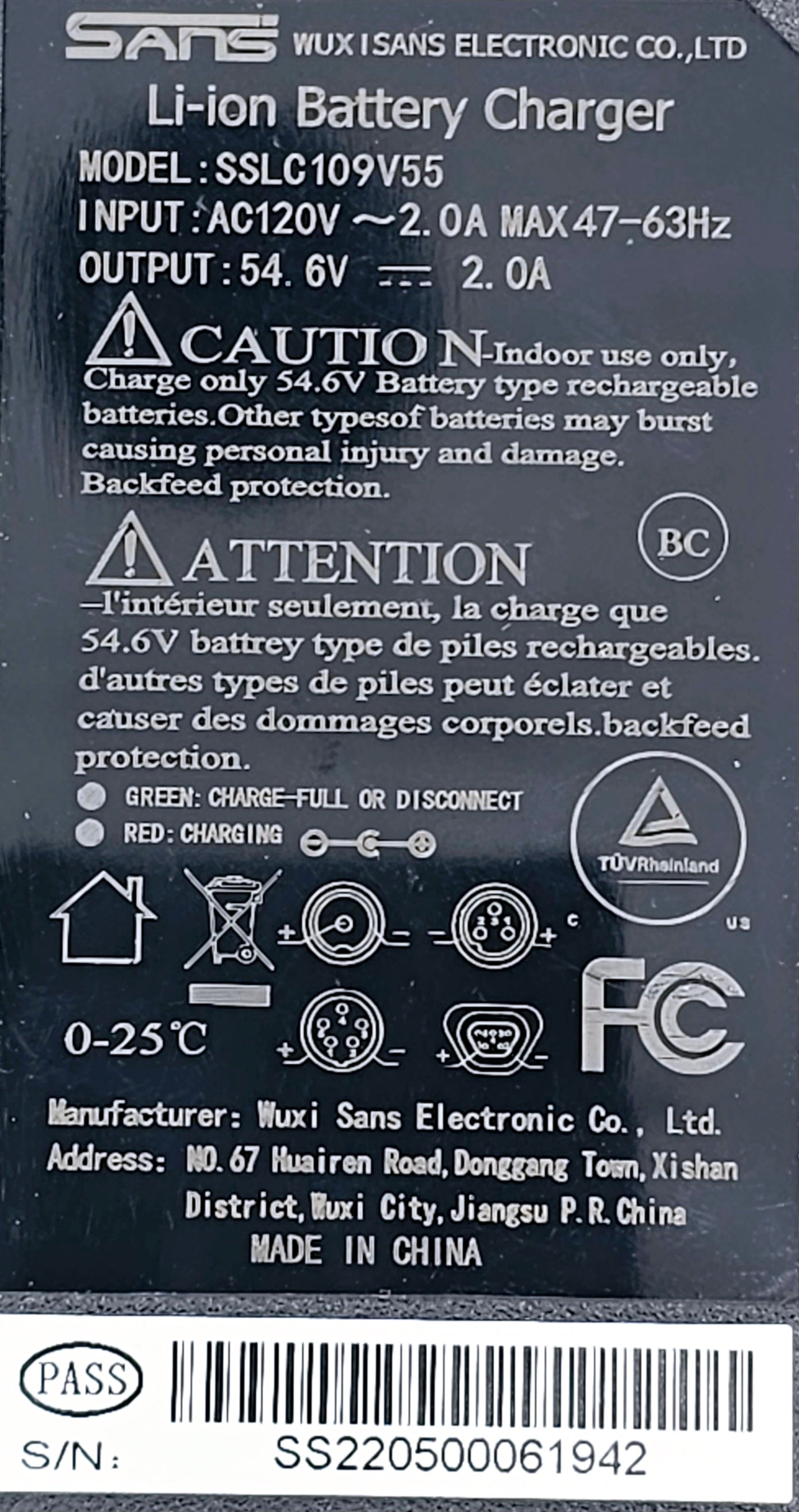 Chargeur SANS 2.0A
