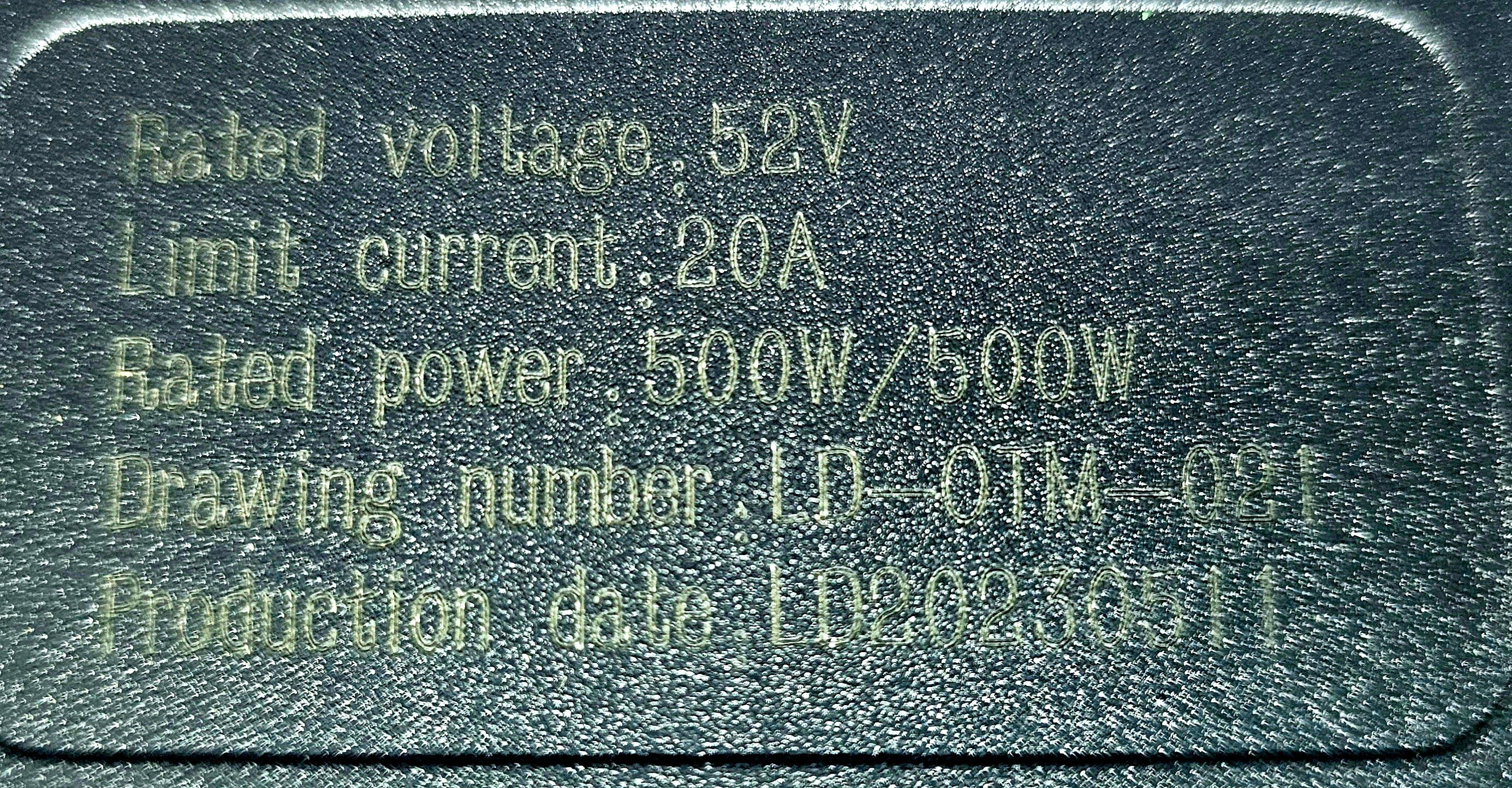 Controller 500W 52V Xi Hexagonal Motor Plug