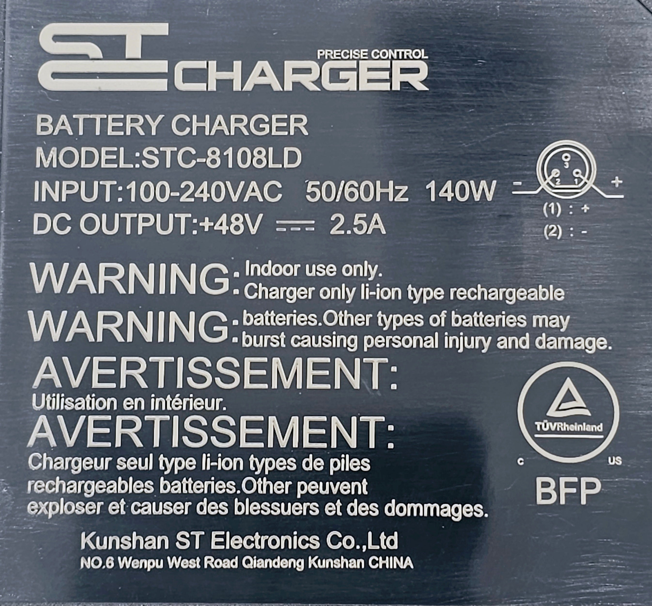 Charger 2.5A 48V St 3 Pin